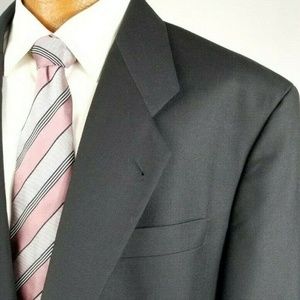 Hugo Boss Men Black Suit 2 Button Non Vented 46 L